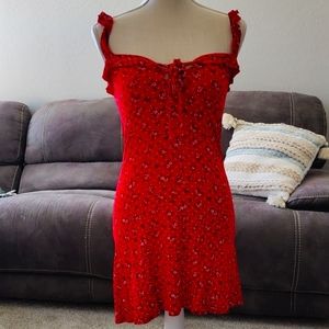 Women's Pretty Little Thing red ditsy floral mini dress,perfect for Valentine's